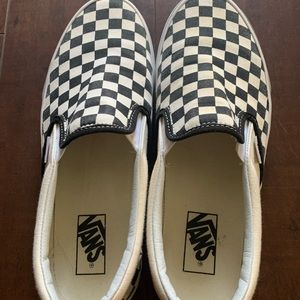 Checkered Vans slip ons